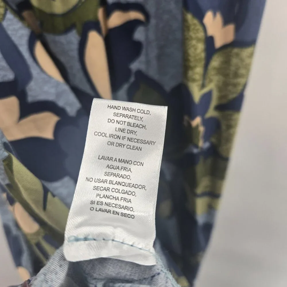 Rachel Zoe Blue Green Cotton Floral Collared Maxi Dress NWOT Size XS